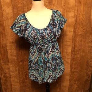 Axcess Muli-Blue Short Sleeve Top